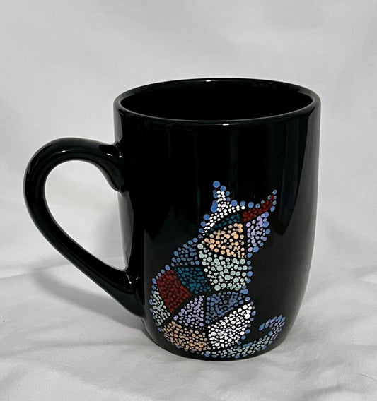 Black Mosaic Cat Mug #3