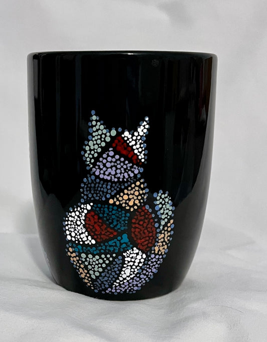 Black Mosaic Cat Mug #3