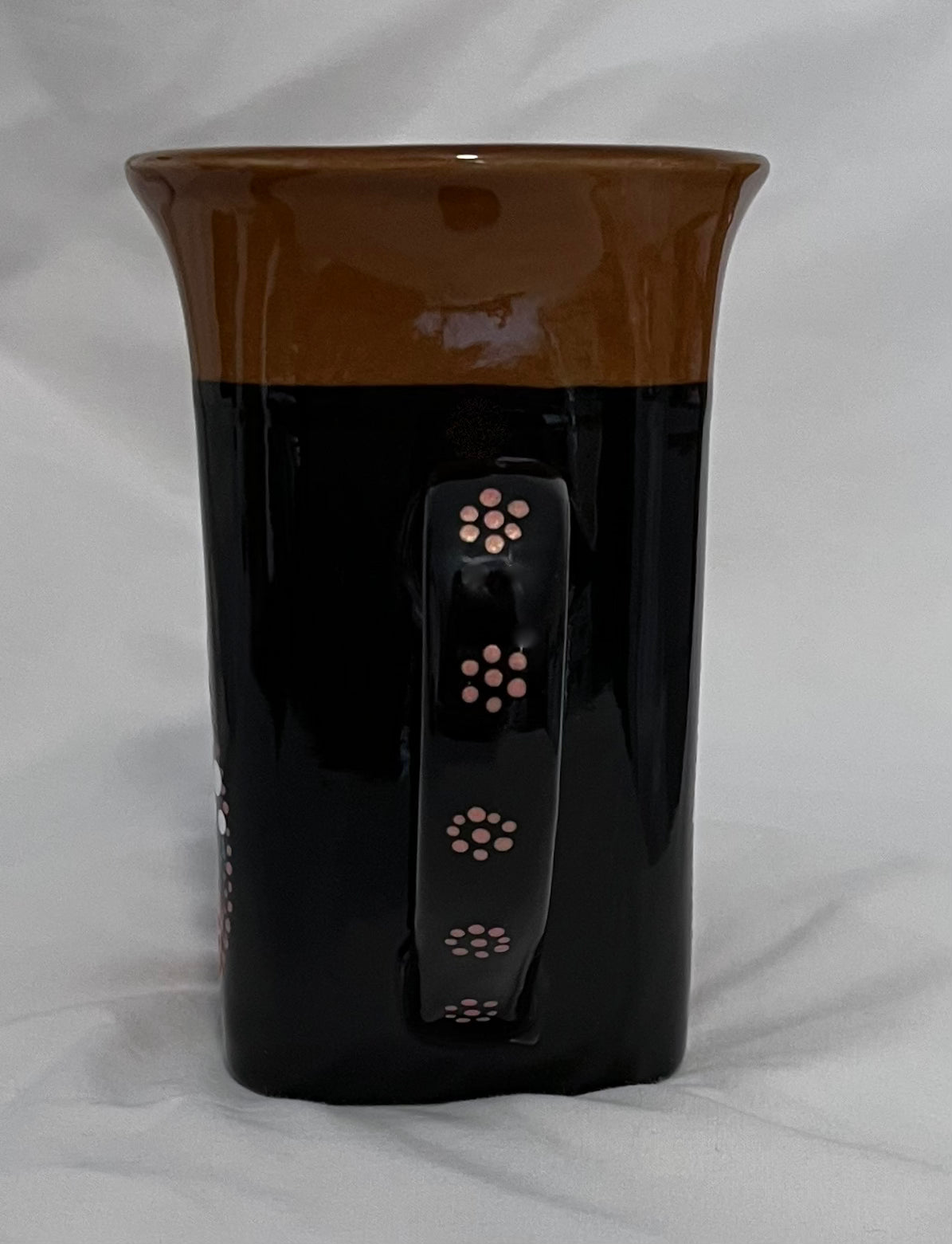 Floral-style Black Cat Mug "Heart Tail"  with Rose Metallic