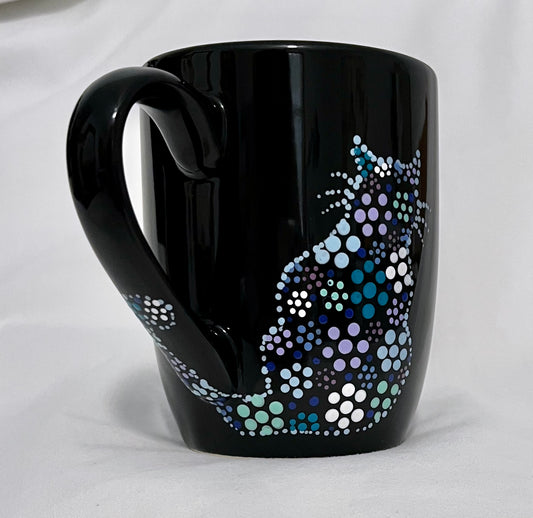 Black Floral Cat Mug #1