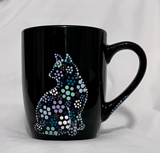 Black Floral Cat Mug #1