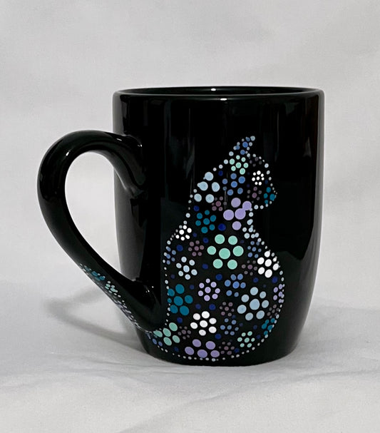 Black Floral Cat Mug #3