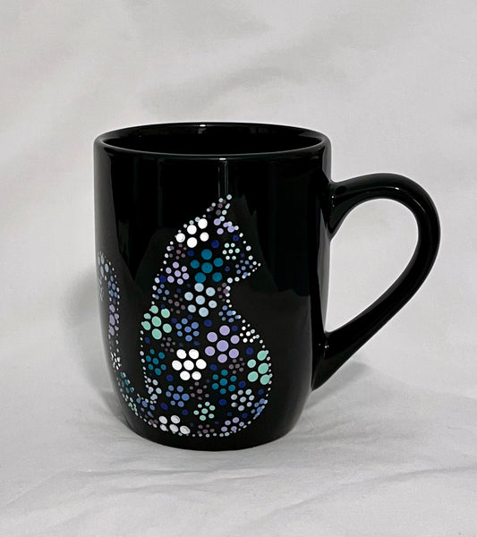Black Floral Cat Mug #3