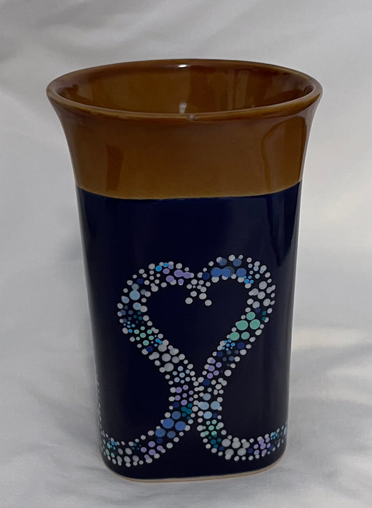 Floral-style Blue Cat Mug "Heart Tail" in Cool tones