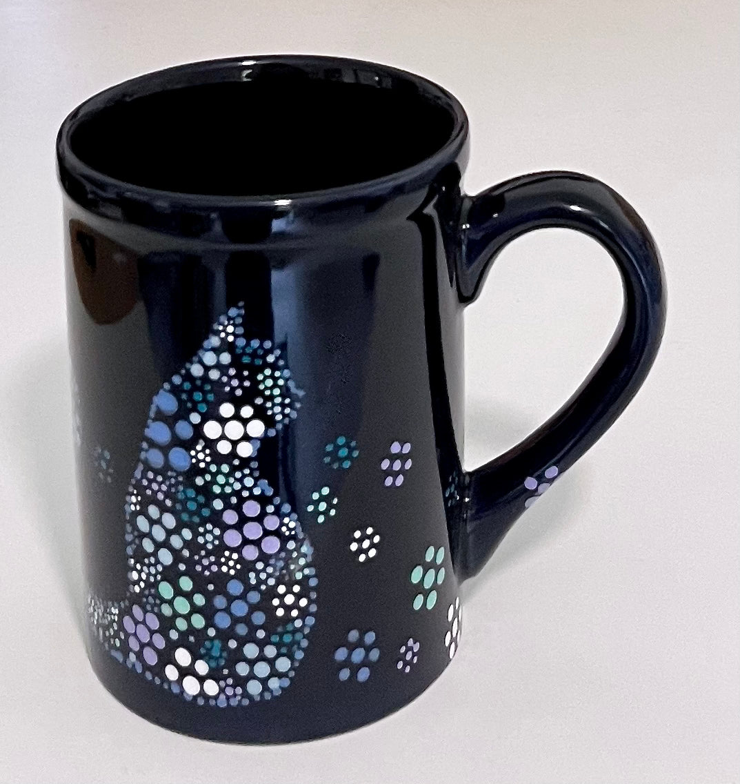 Blue Cat "Heart Tail" Mug in Cool tones