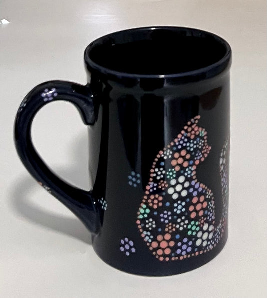 Metallic Rose Floral Kitty- Navy Mug