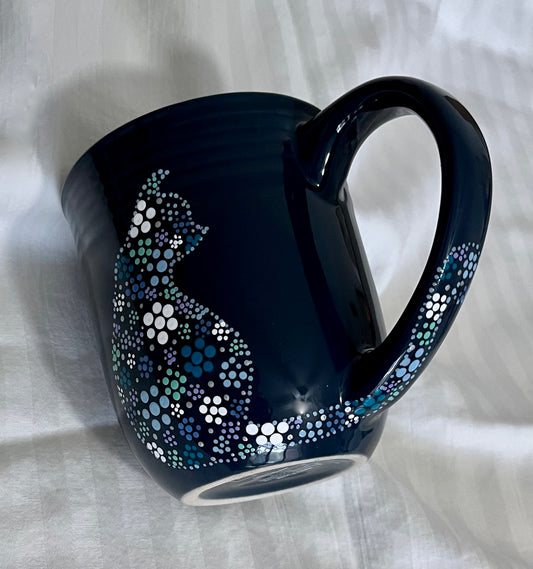 Blue Floral Kitty-Cat Mug