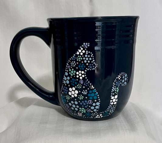 Blue Floral Kitty-Cat Mug