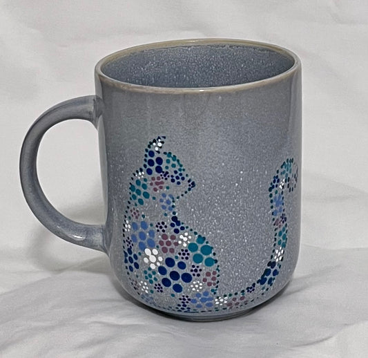 Grey Floral Kitty-Cat Mug
