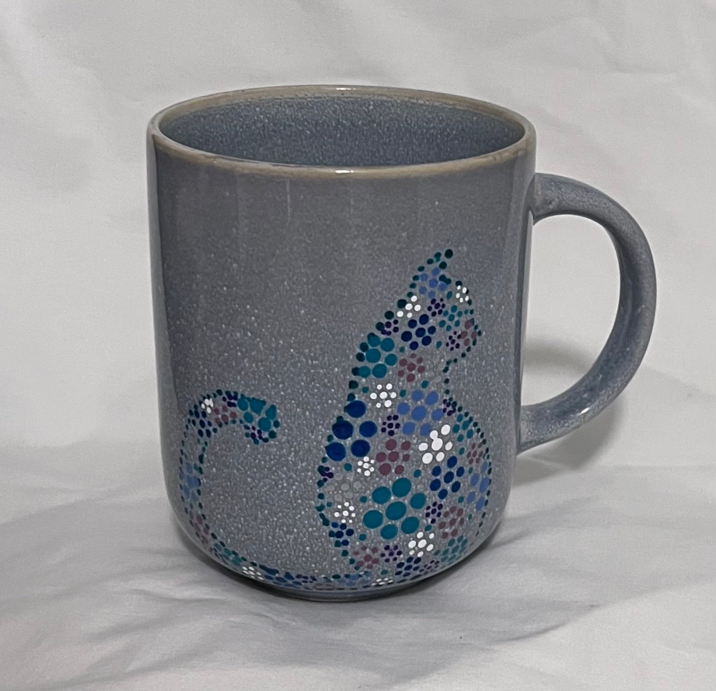 Grey Floral Kitty-Cat Mug