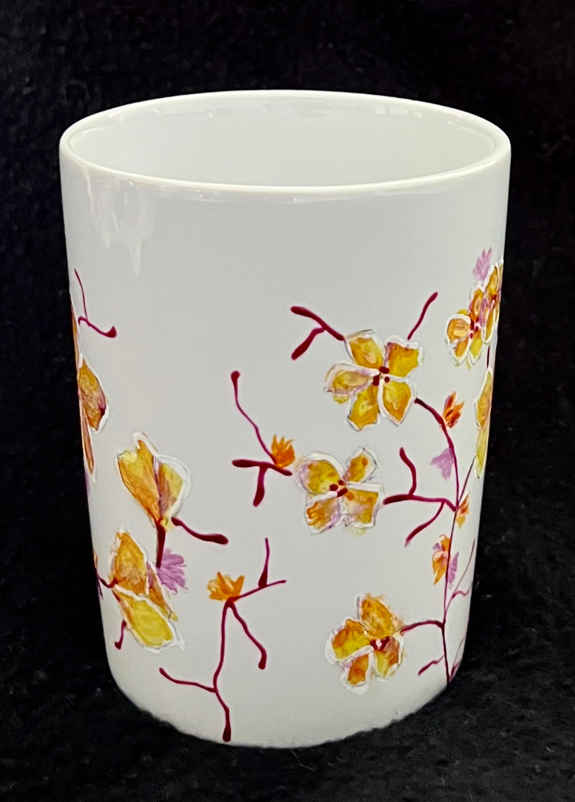 Yellow Floral mug with black liner