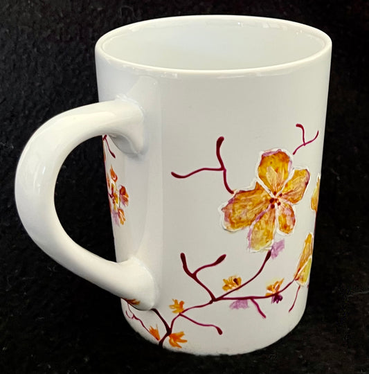 Yellow Floral mug with black liner