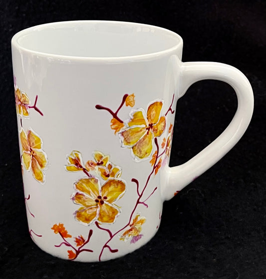 Yellow Floral mug with black liner