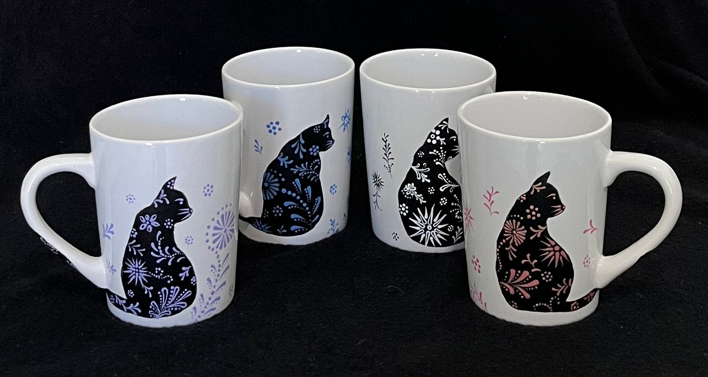 Damask Cat Mugs