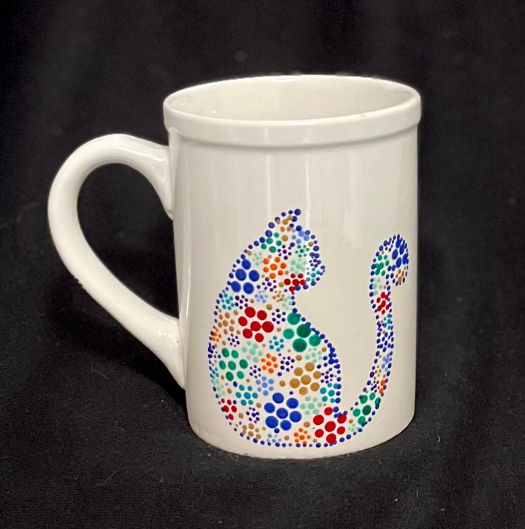 Floral Kitty- White Cat Mug