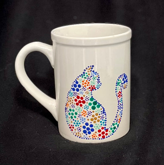 Floral Kitty- White Cat Mug