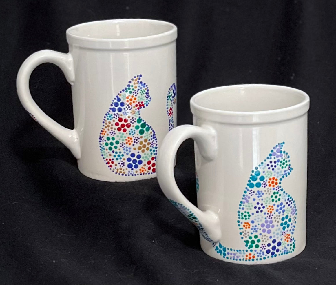 Floral Kitty- White Cat Mug