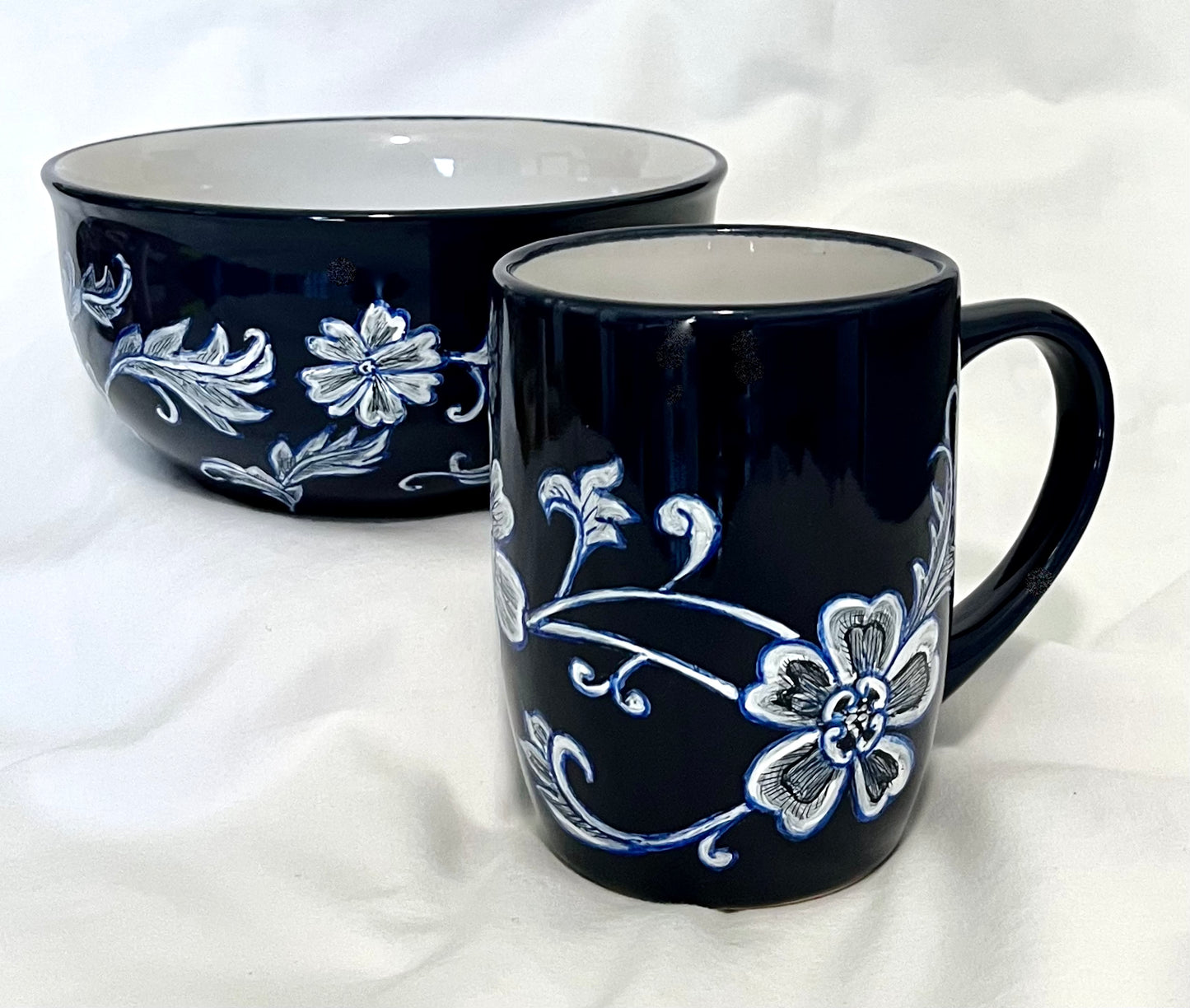 Asian-Inspired Floral Mug and Bowl set