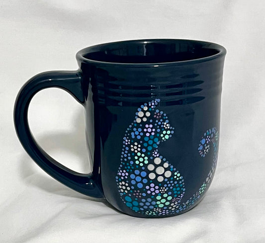 Blue Floral Kitty-Cat Mug