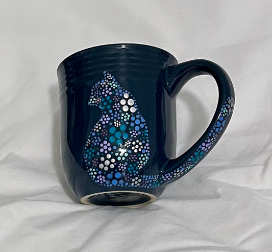 Blue Floral Kitty-Cat Mug