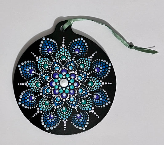 Blue and Silver Mandala Ornament (4 in.)