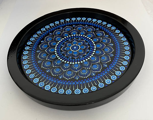 NEW! Blue Mandala Ottoman Tray