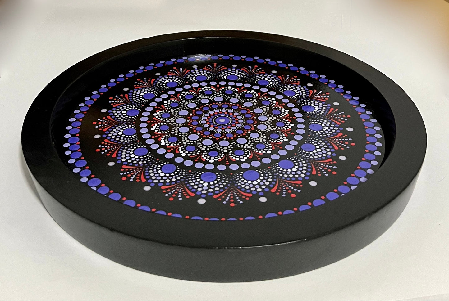 NEW! Purple & Silver Mandala Ottoman Tray