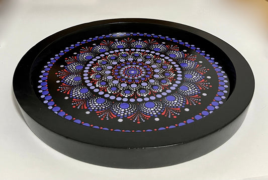 NEW! Purple & Silver Mandala Ottoman Tray