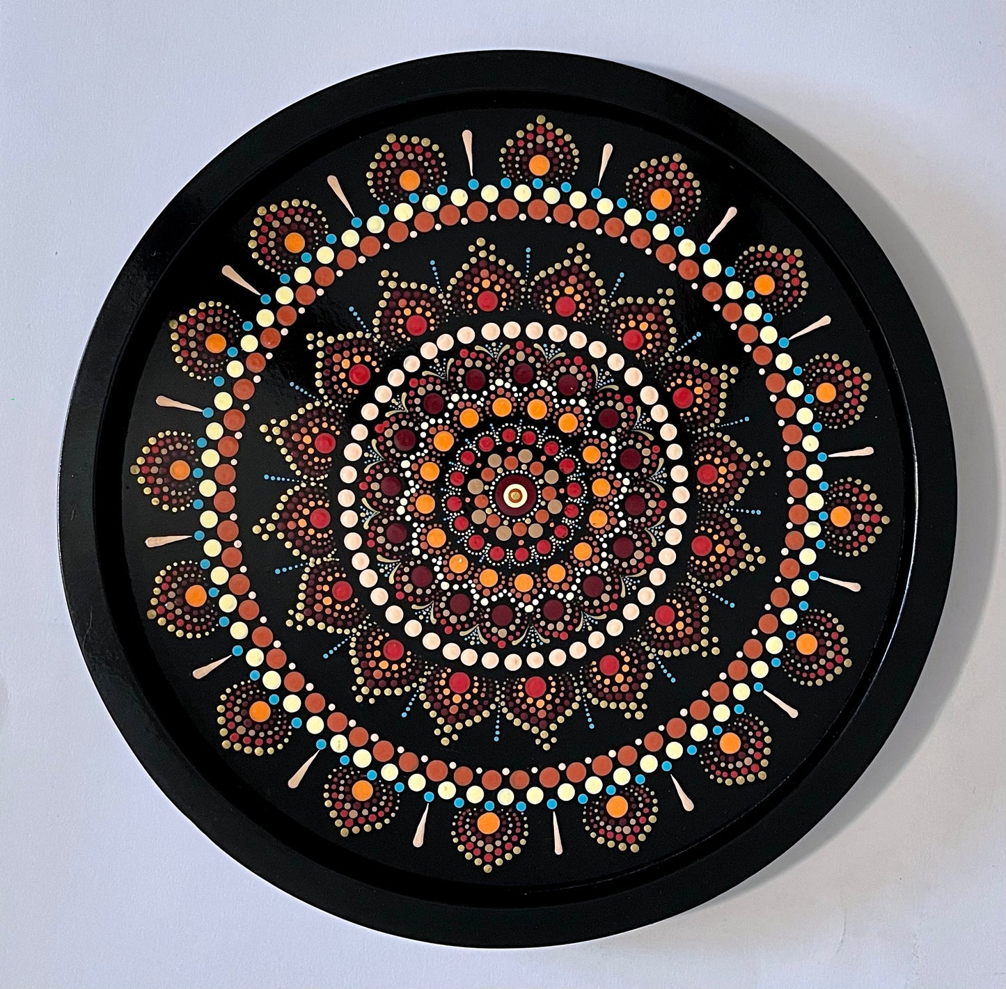 NEW! Red, Brown and Gold Mandala Ottoman Tray