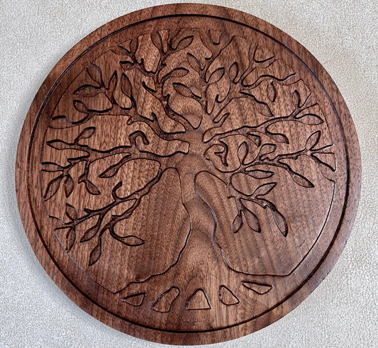 Walnut Trivet with engraved Tree