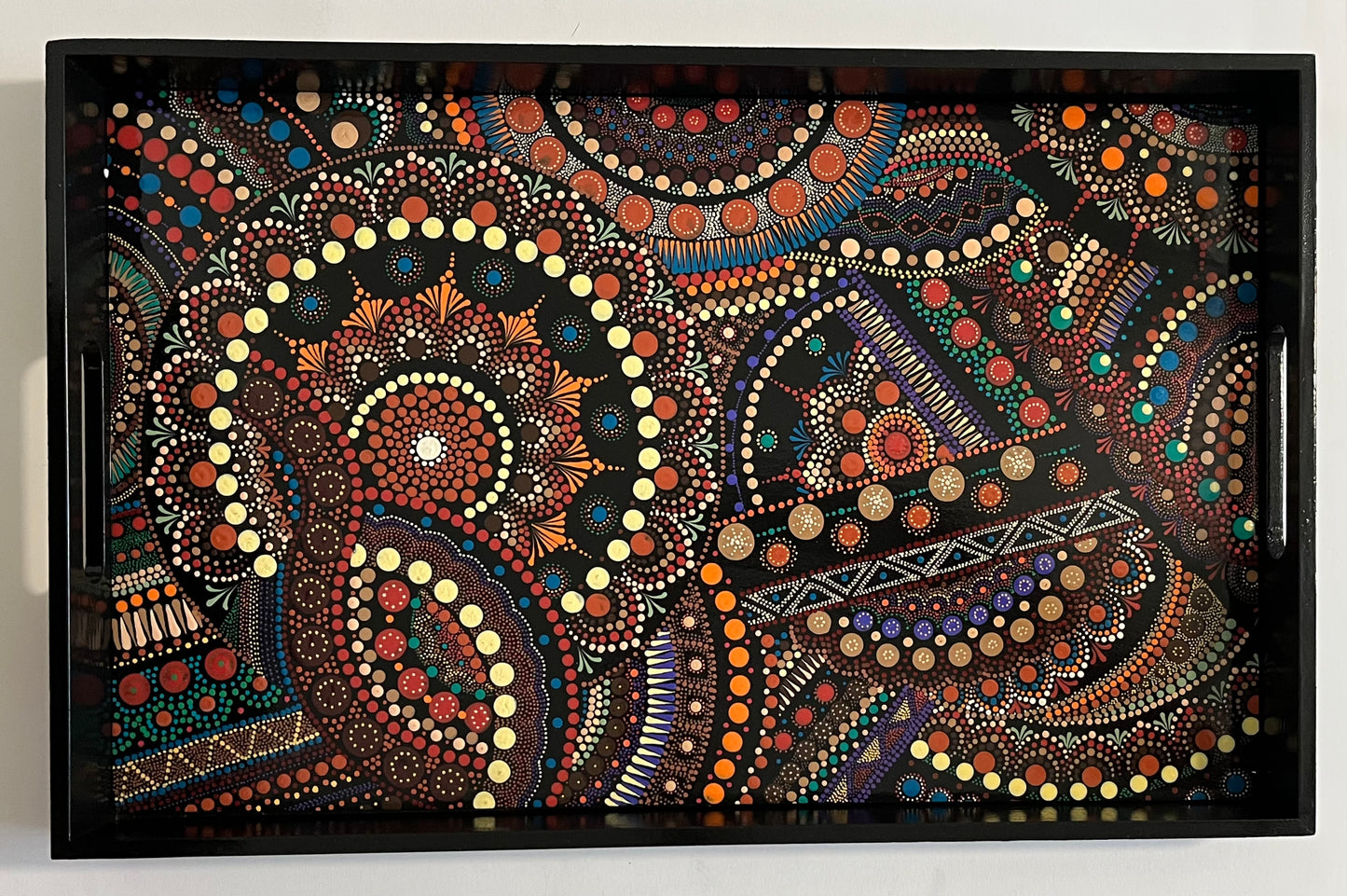 Red and Brown Hand-painted Serving Tray