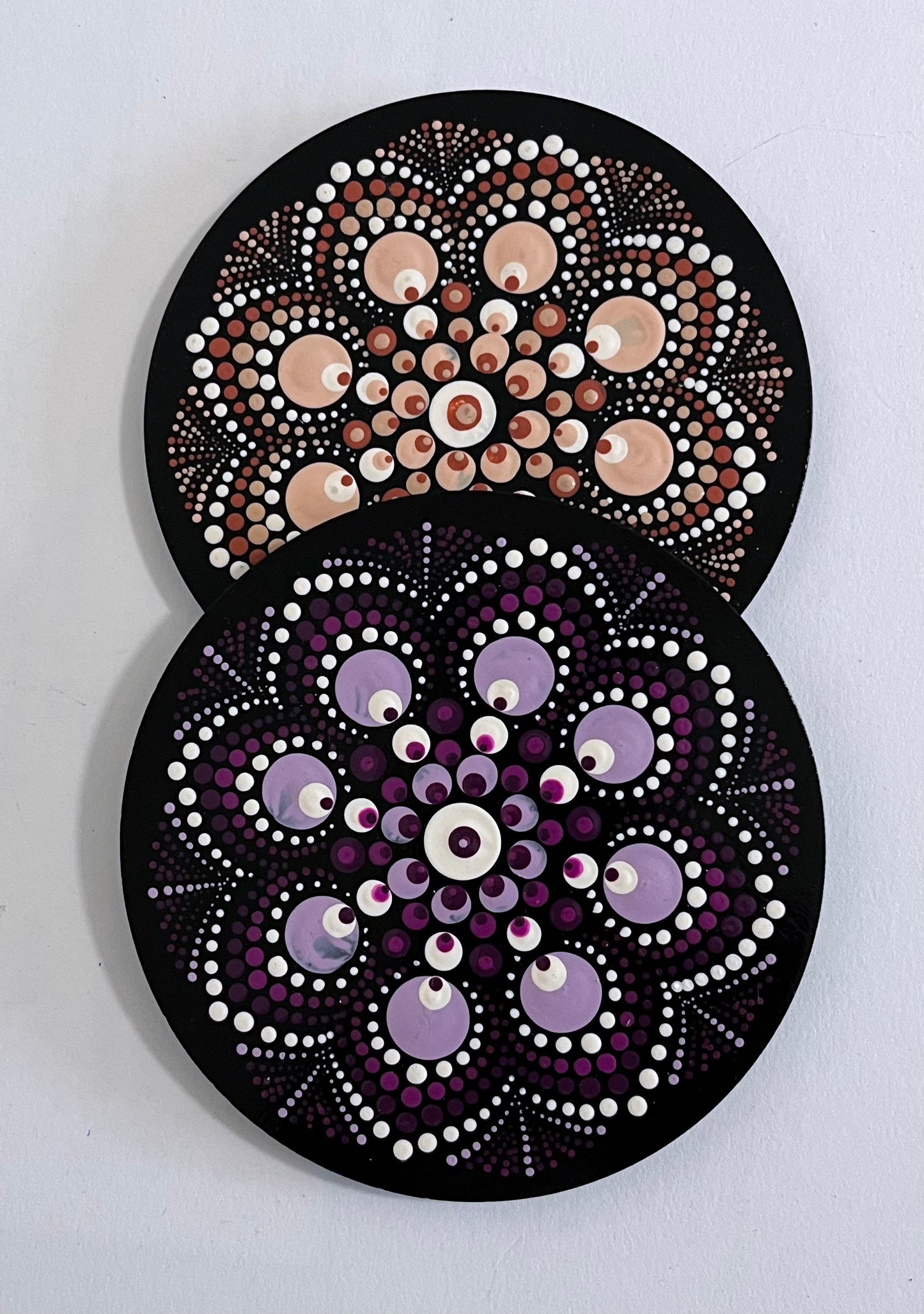 Round Mandala Coasters - Black (set of 2)