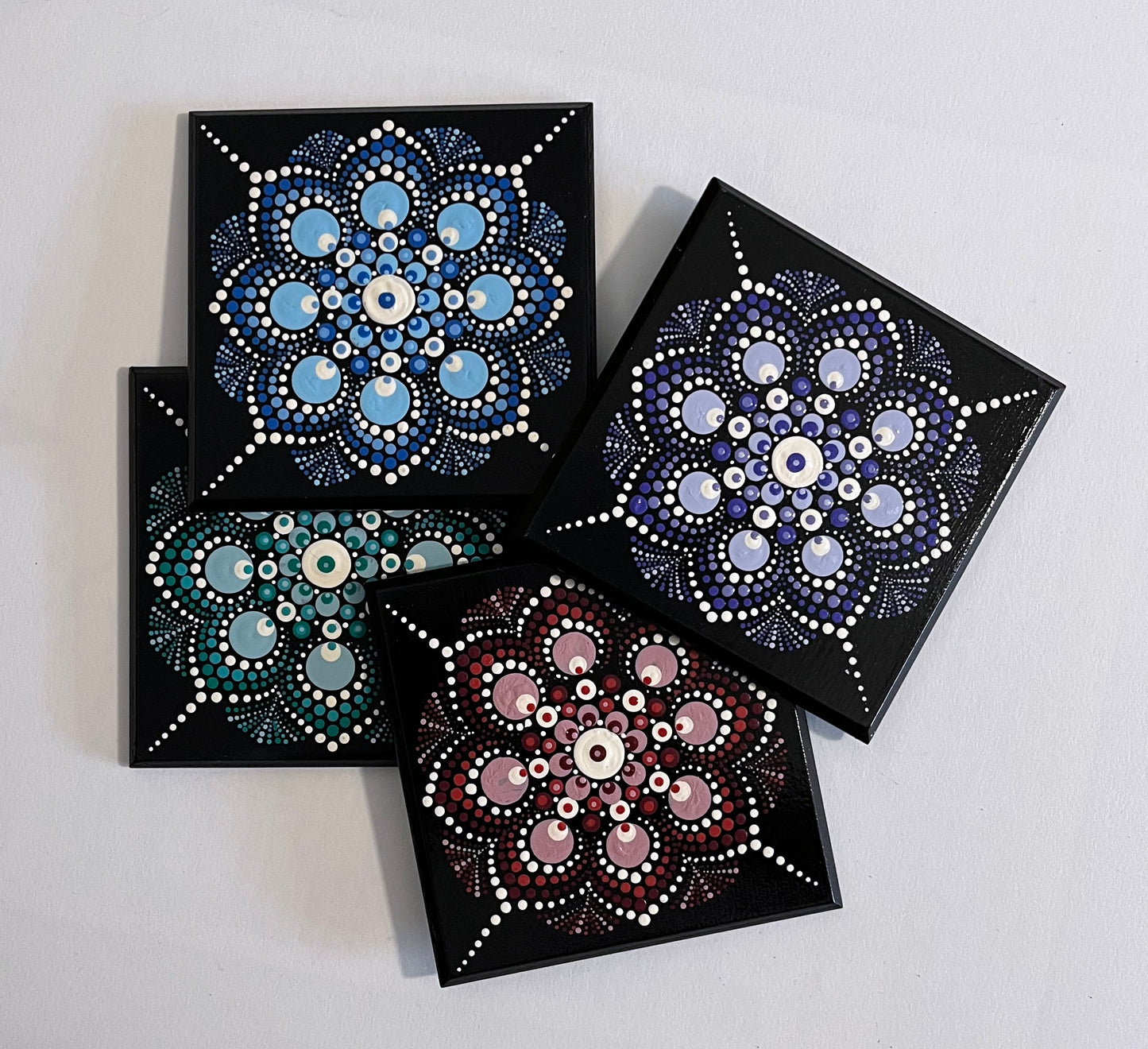 Square Mandala Coasters - Black (set of 4)