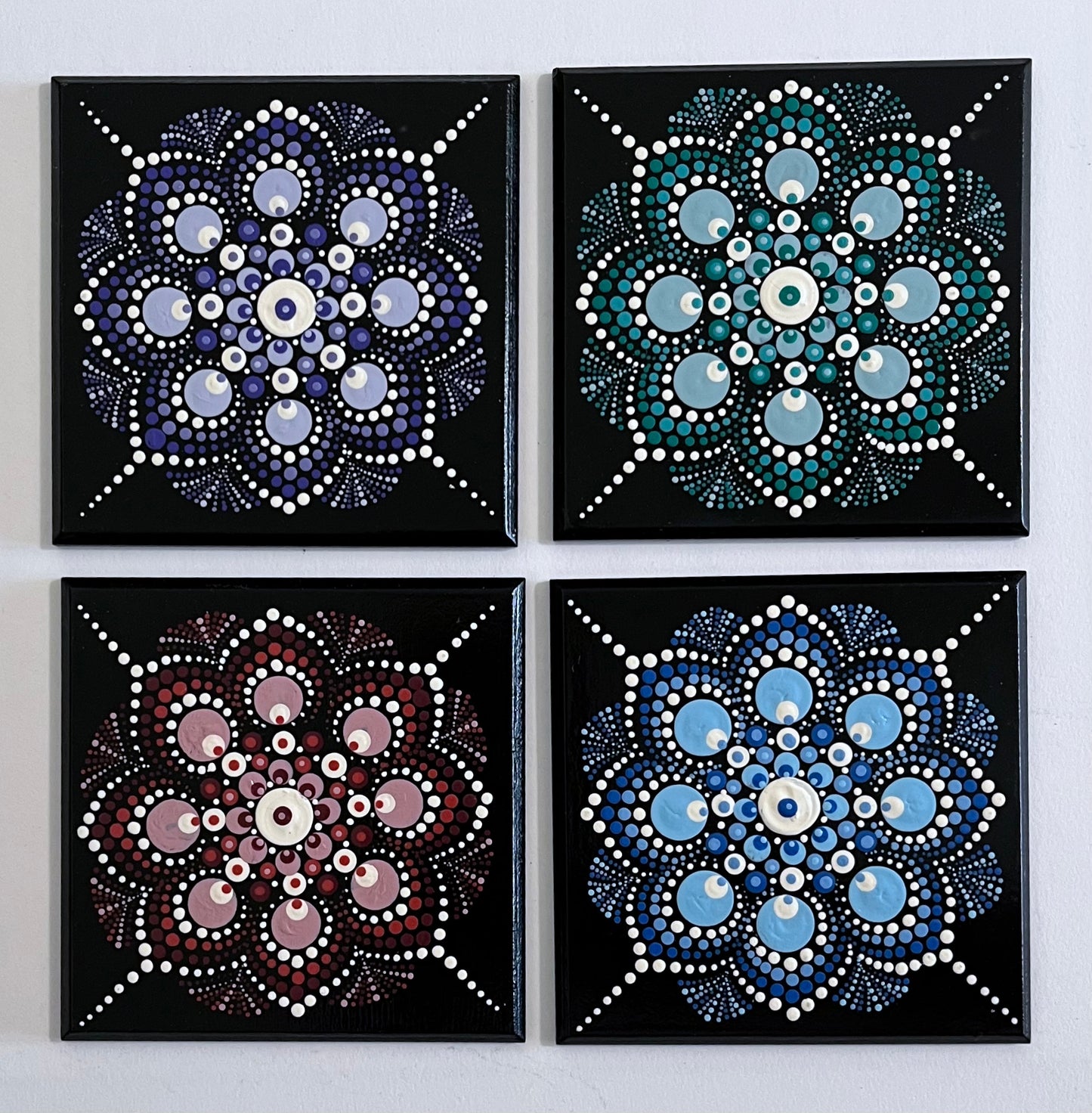 Square Mandala Coasters - Black (set of 4)