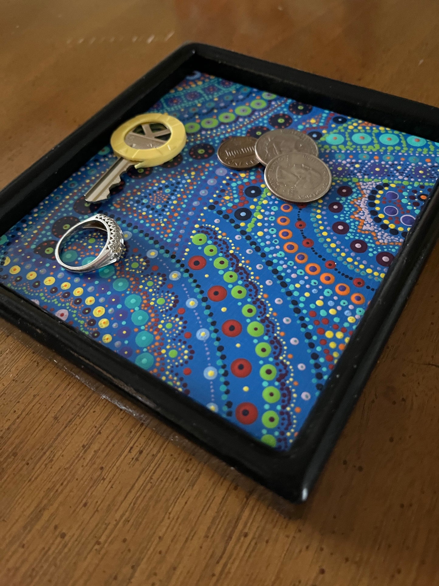 Valet Tray with hand-painted blue base