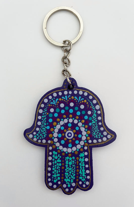 Purple Hamsa Keychain (3 in.)