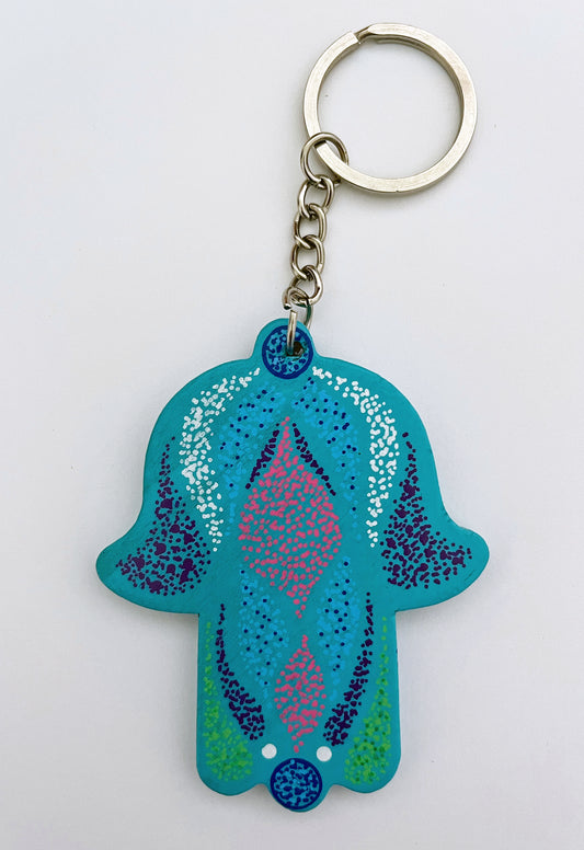 Turquoise Hamsa Keychain (3 in.)