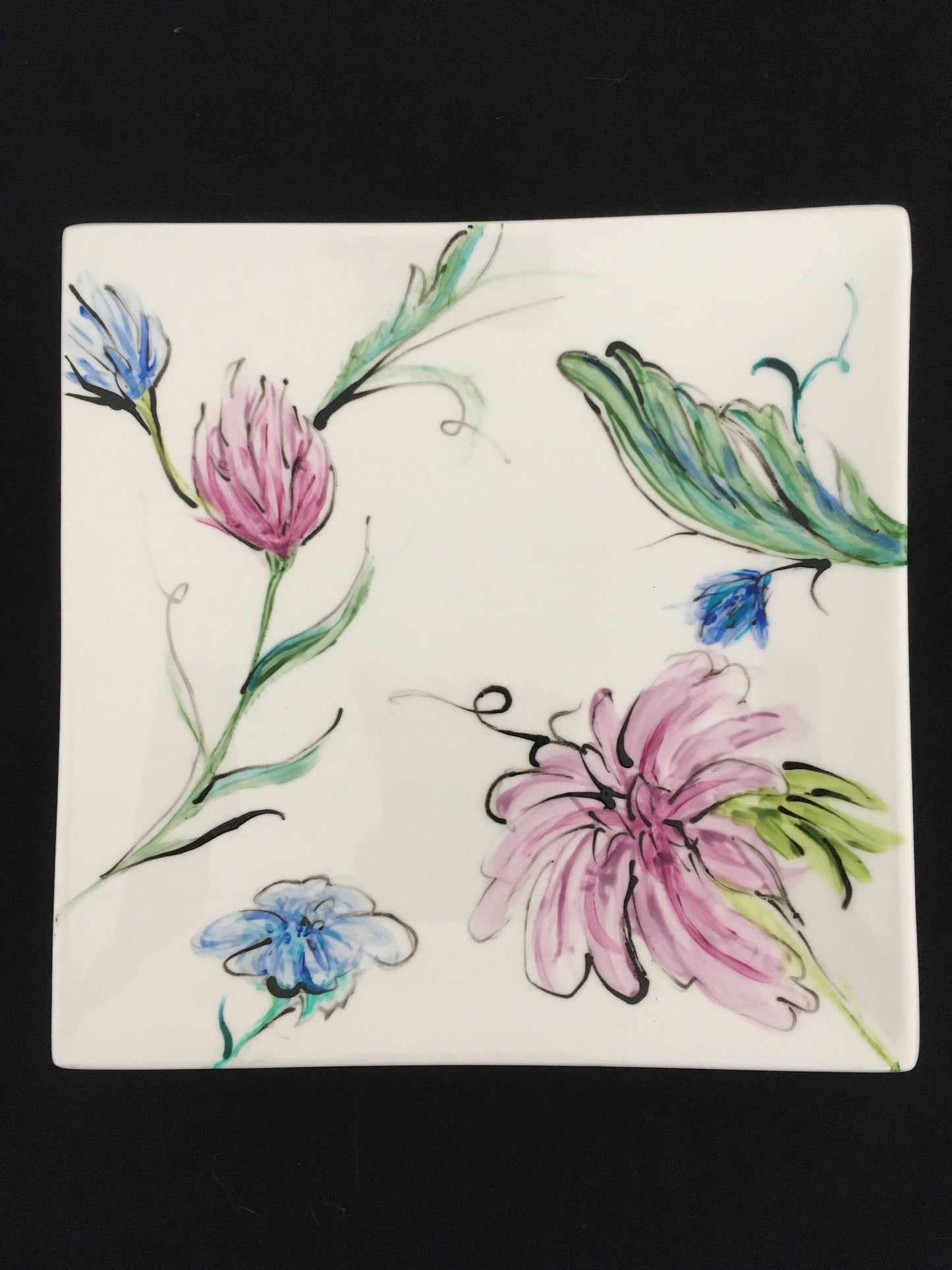 Modern Floral Ceramic Plate