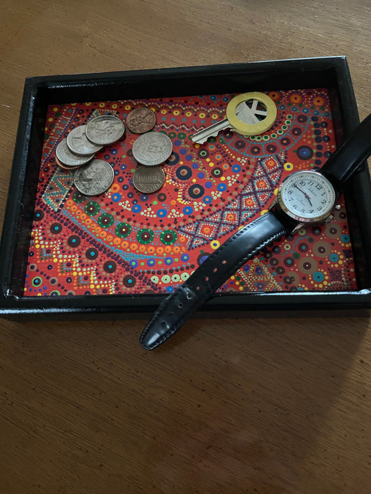 Valet Tray with hand-painted red base