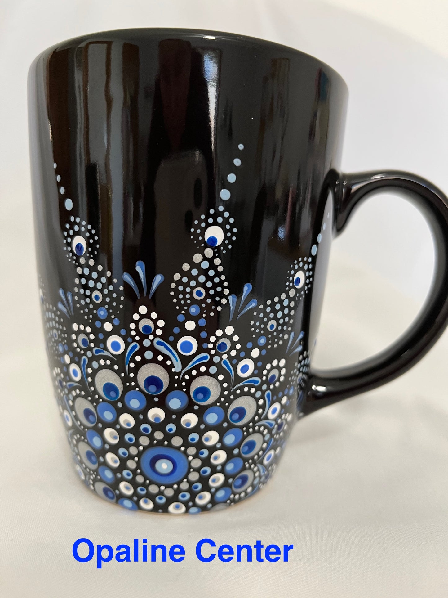 Opaline Mandala Mugs - Blue on Black