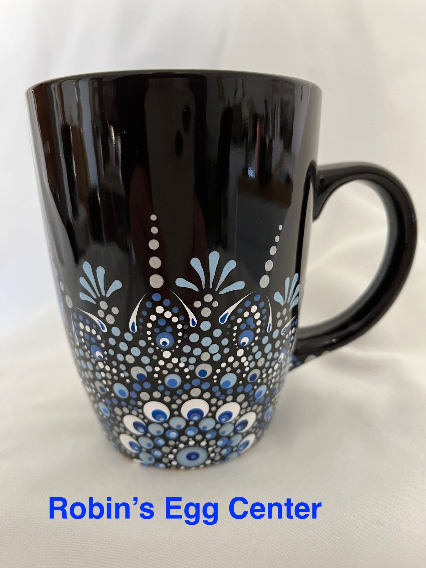 Opaline Mandala Mugs - Blue on Black