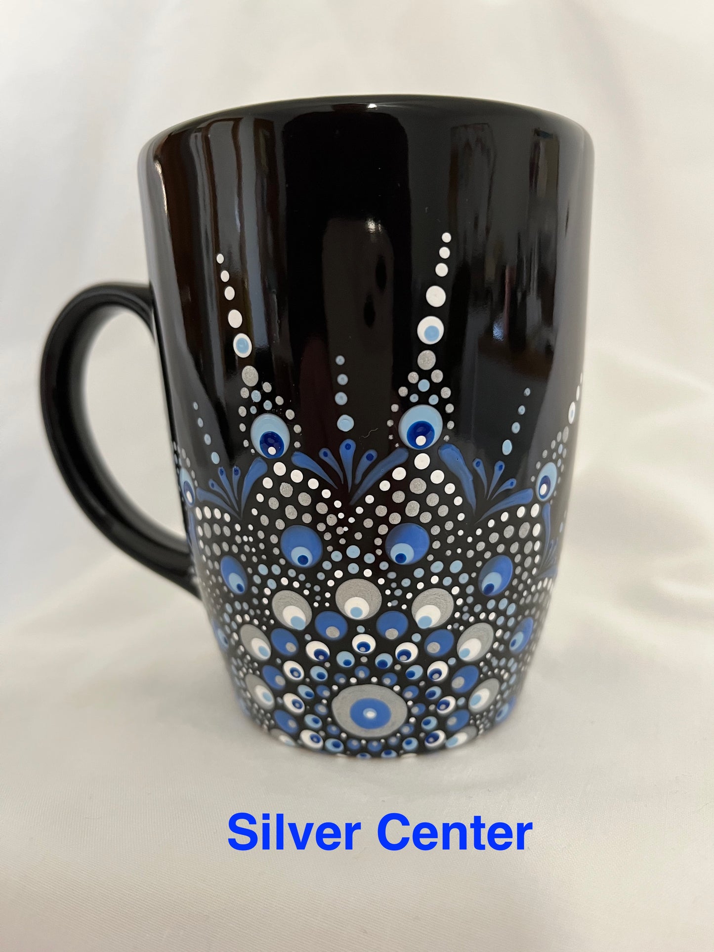 Opaline Mandala Mugs - Blue on Black