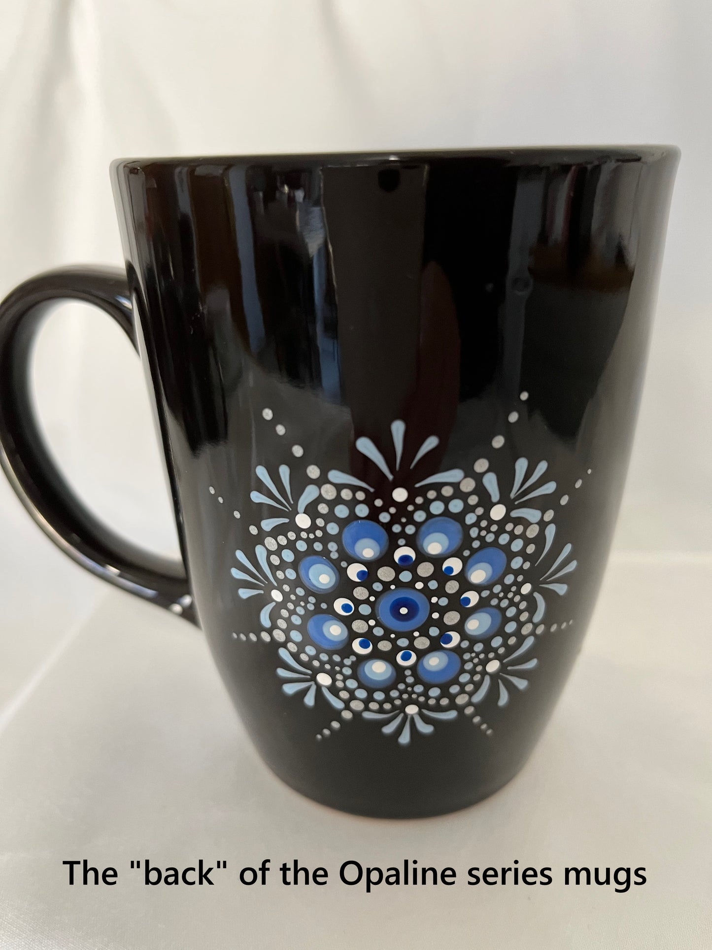 Opaline Mandala Mugs - Blue on Black